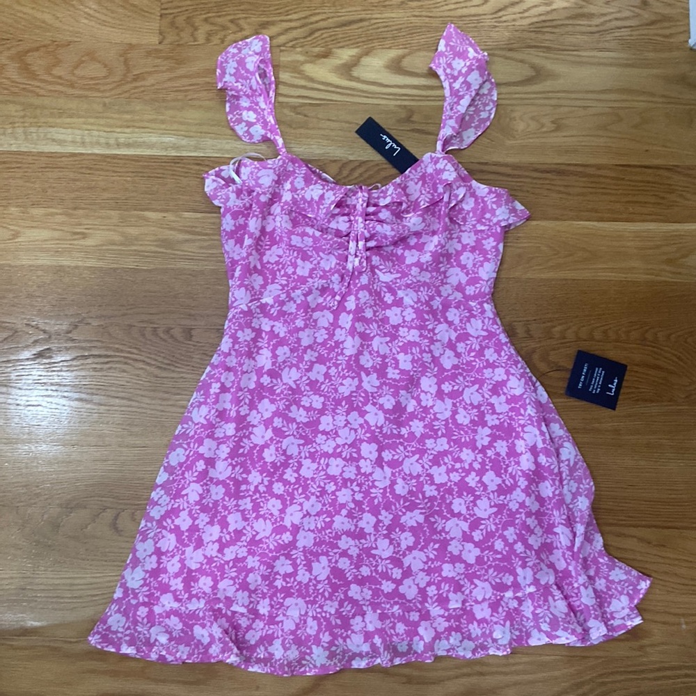 Pink Floral Ruffled Dress